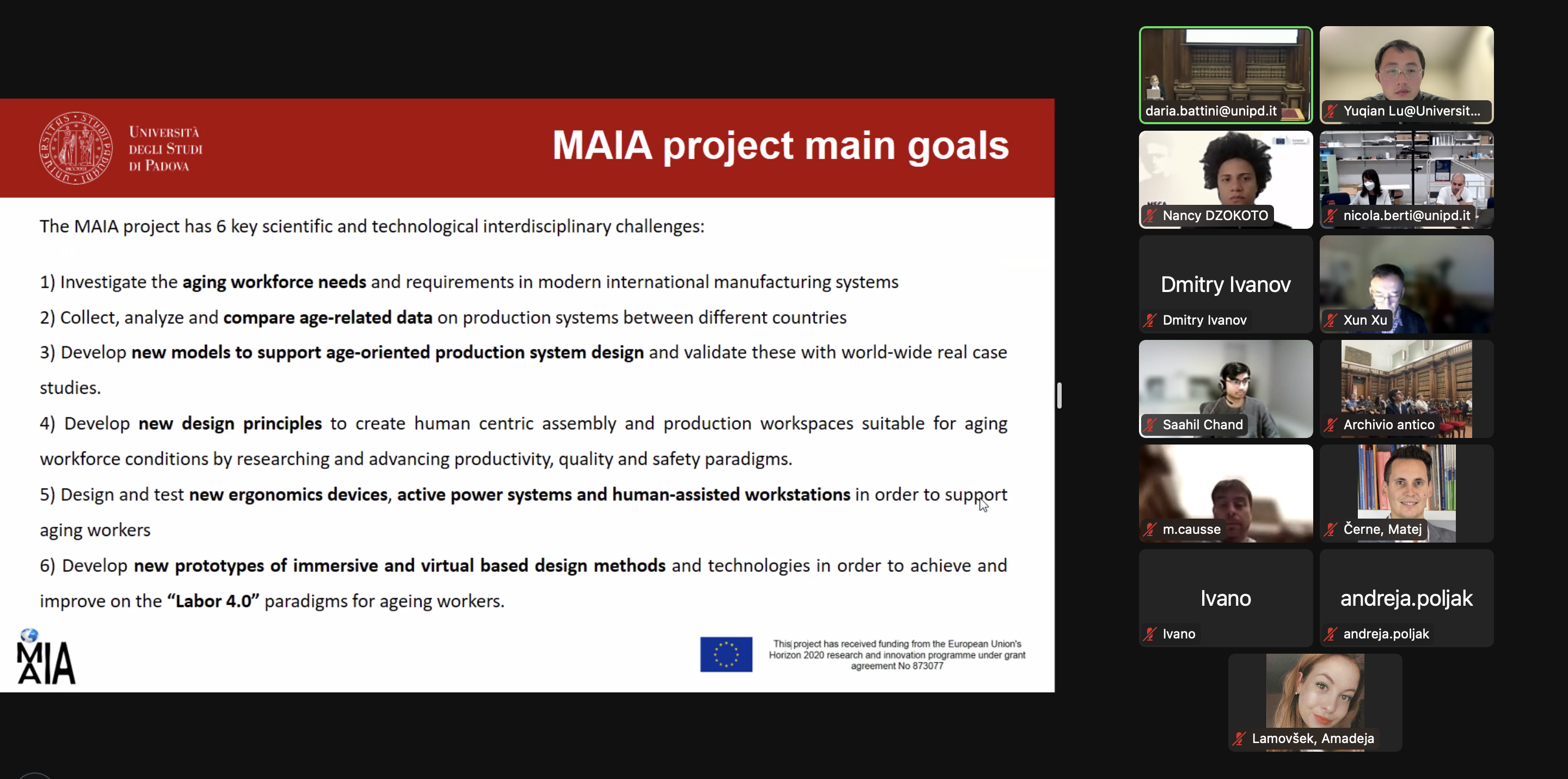 EU Horizon 2020 MAIA Project Mid-term Meeting